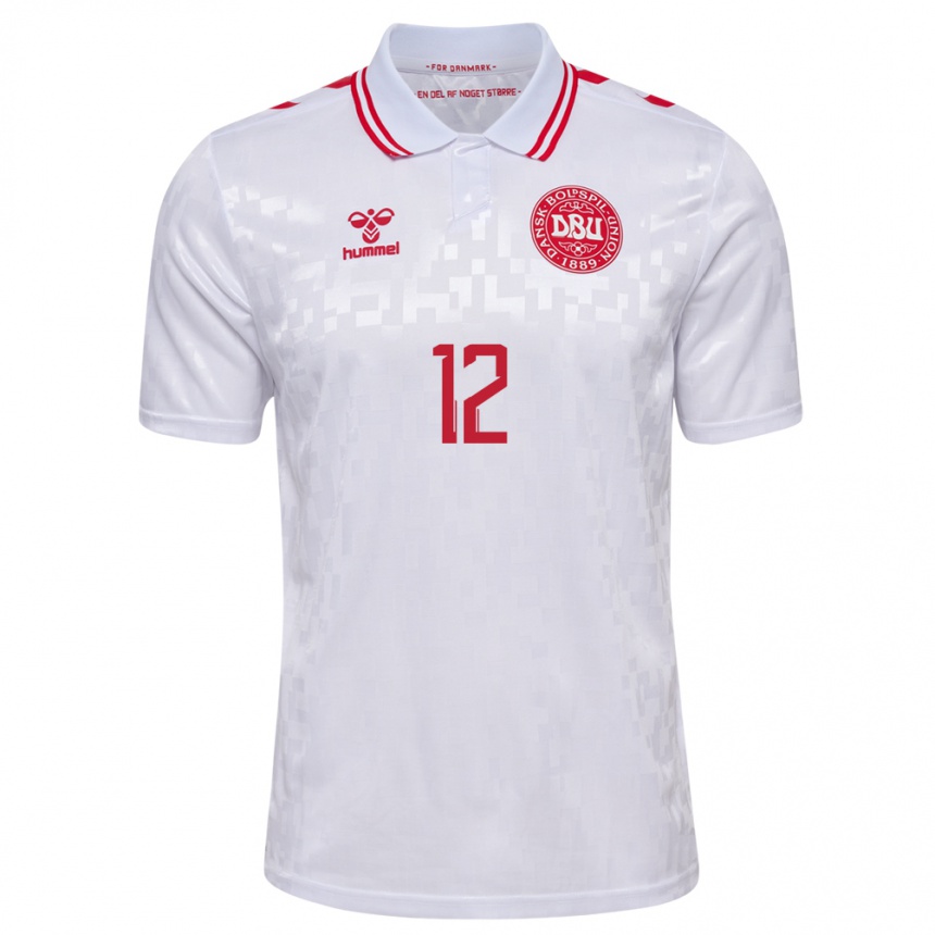 Kids Football Denmark Jesper Lindstrom #12 White Away Jersey 24-26 T-Shirt Za