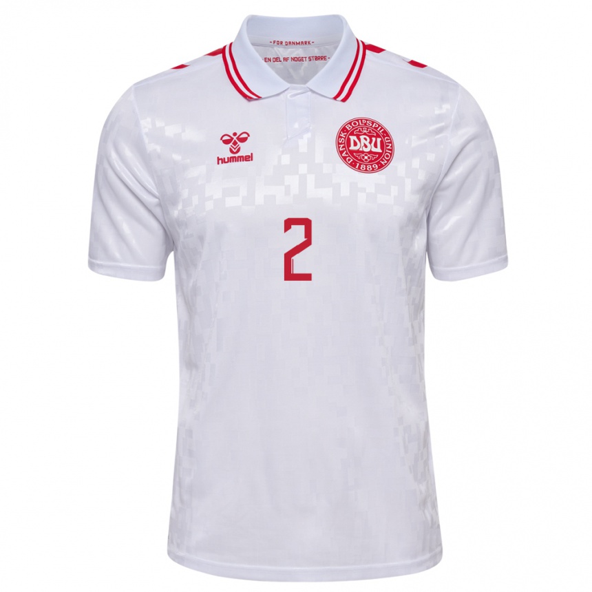 Kids Football Denmark Kaare Barslund #2 White Away Jersey 24-26 T-Shirt Za