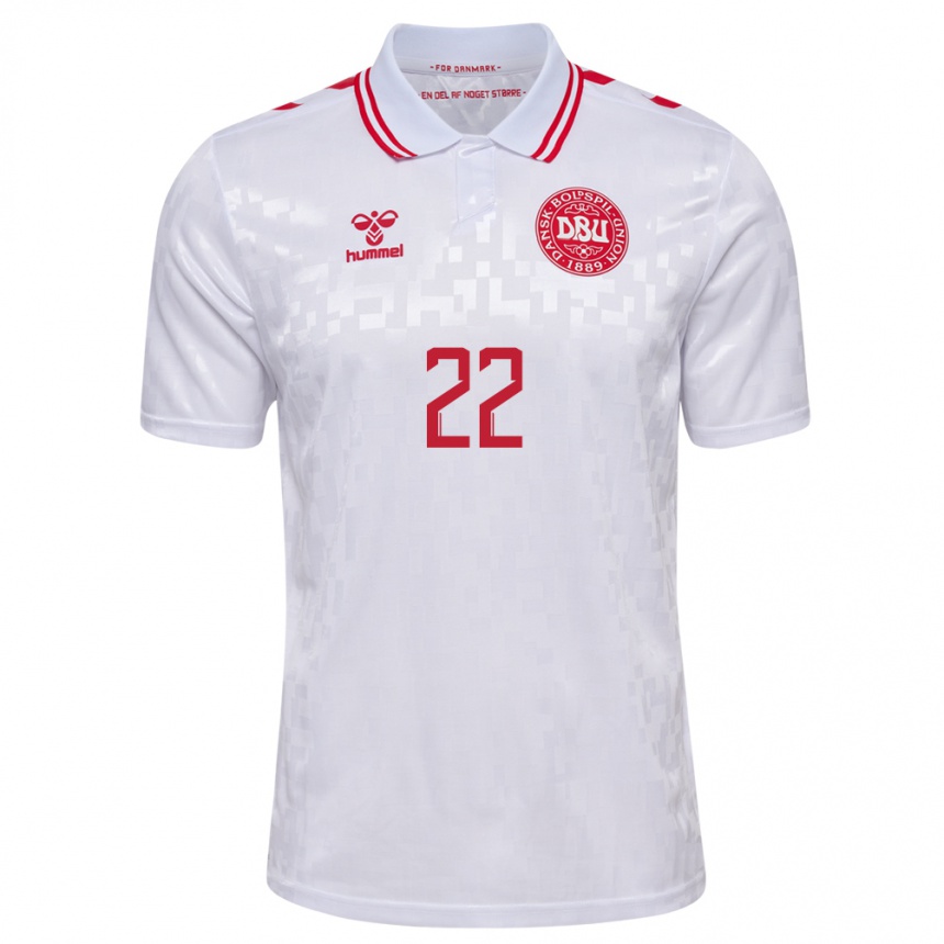 Kids Football Denmark Kathrine Larsen #22 White Away Jersey 24-26 T-Shirt Za