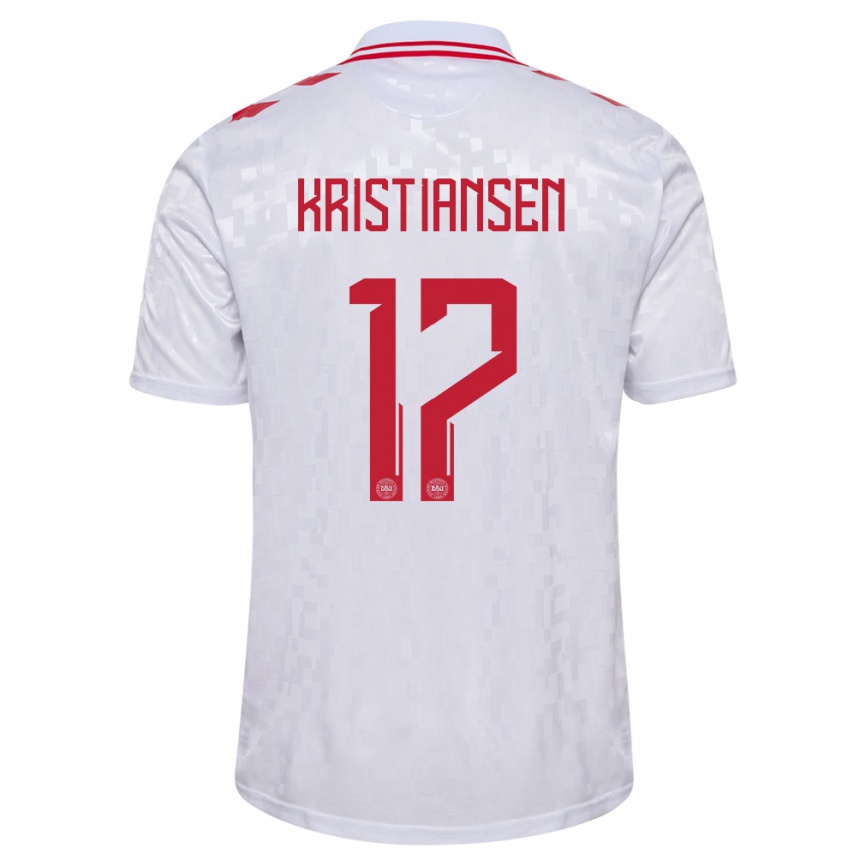 Kids Football Denmark Victor Kristiansen #17 White Away Jersey 24-26 T-Shirt Za