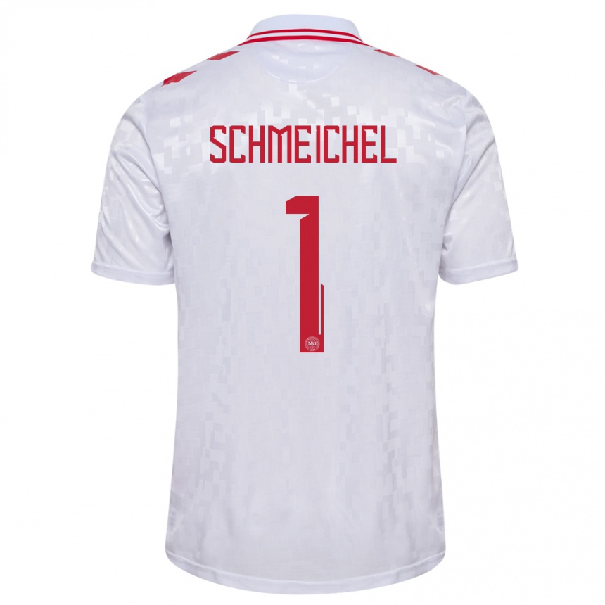 Kids Football Denmark Kasper Schmeichel #1 White Away Jersey 24-26 T-Shirt Za