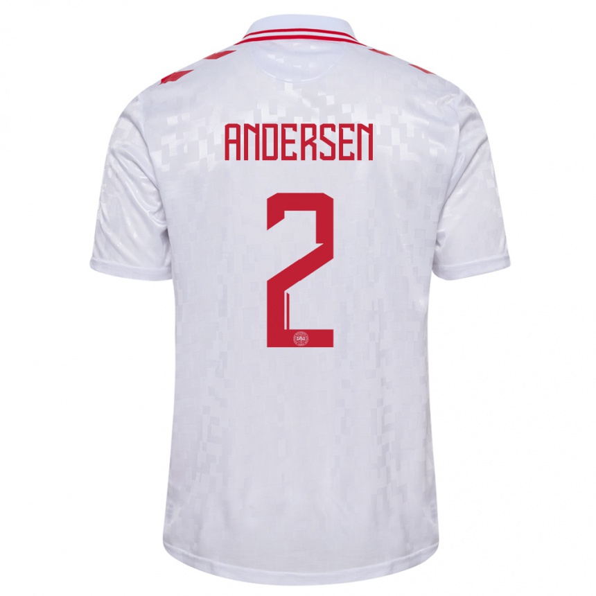 Kids Football Denmark Joachim Andersen #2 White Away Jersey 24-26 T-Shirt Za