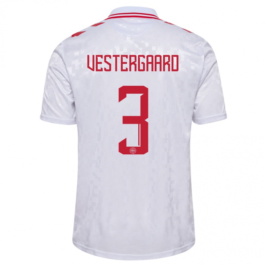 Kids Football Denmark Jannik Vestergaard #3 White Away Jersey 24-26 T-Shirt Za