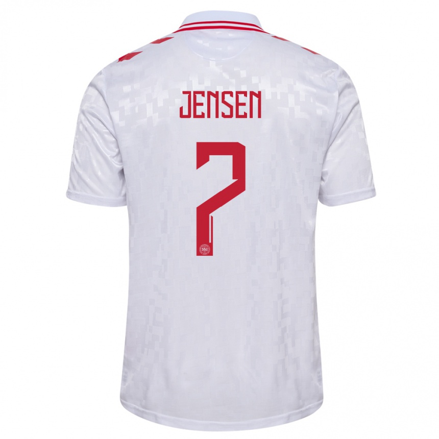 Kids Football Denmark Mathias Jensen #7 White Away Jersey 24-26 T-Shirt Za