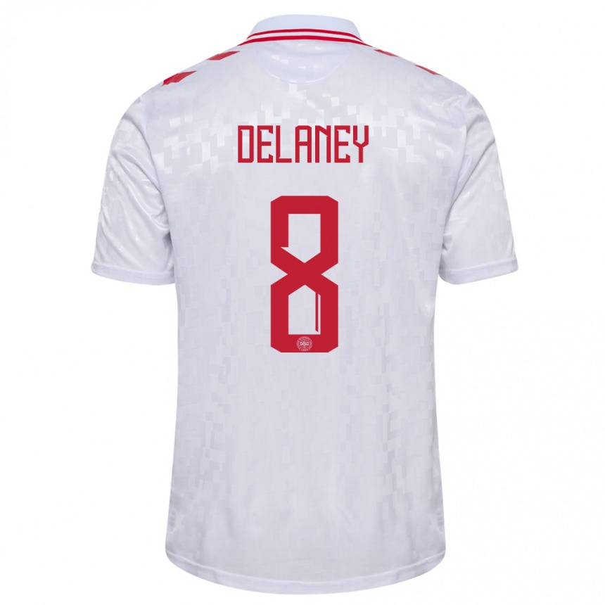 Kids Football Denmark Thomas Delaney #8 White Away Jersey 24-26 T-Shirt Za