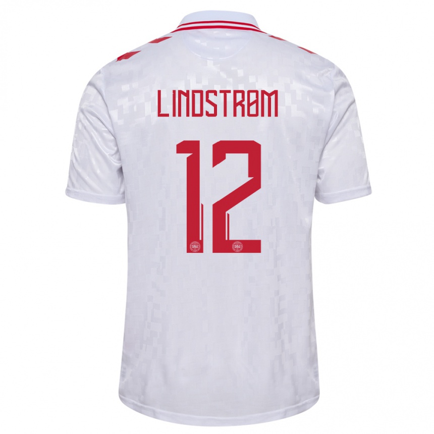 Kids Football Denmark Jesper Lindstrom #12 White Away Jersey 24-26 T-Shirt Za