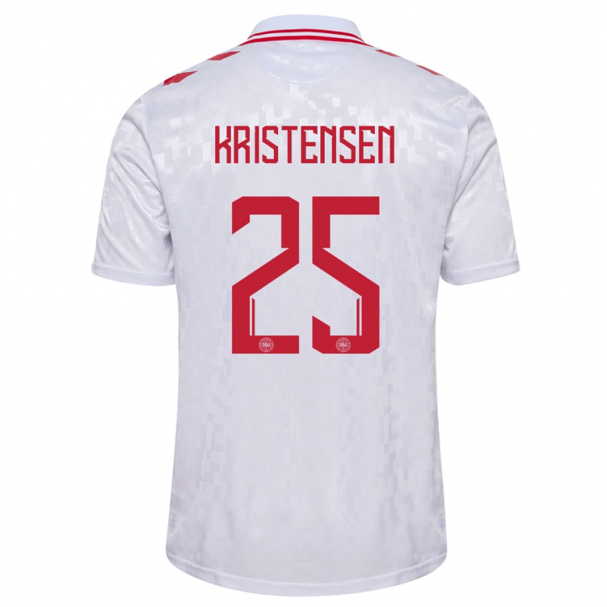 Kids Football Denmark Rasmus Kristensen #25 White Away Jersey 24-26 T-Shirt Za