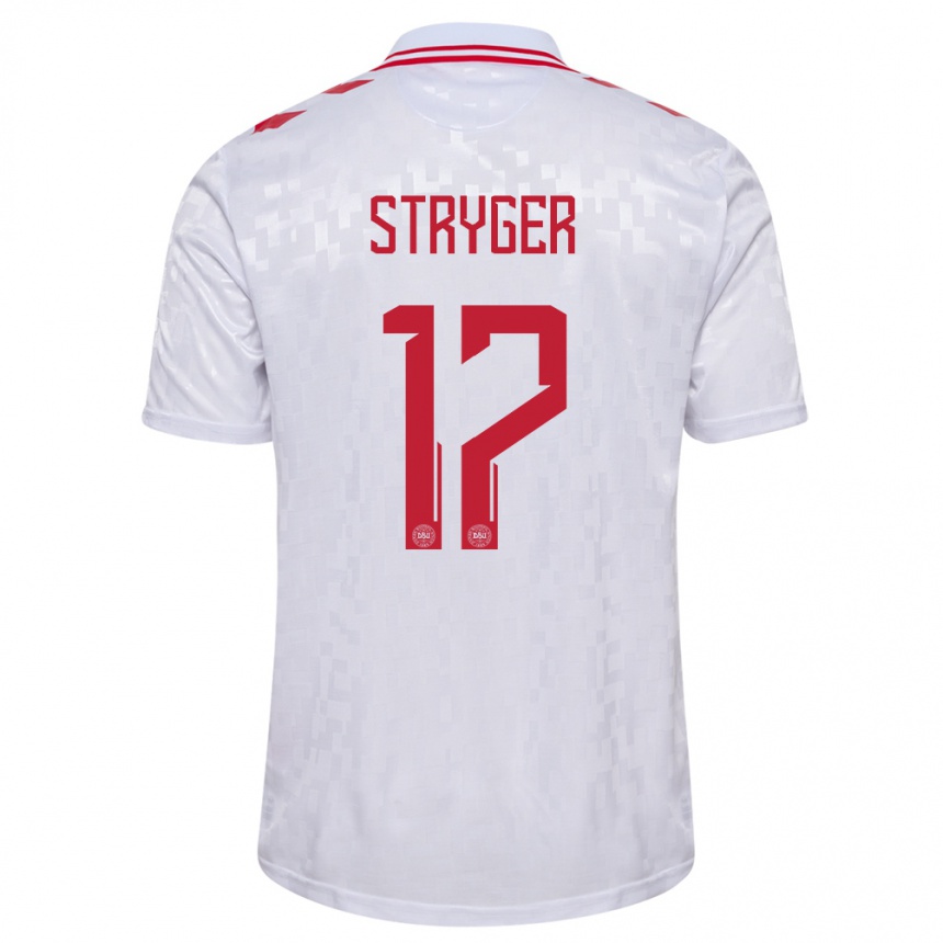 Kids Football Denmark Jens Stryger Larsen #17 White Away Jersey 24-26 T-Shirt Za