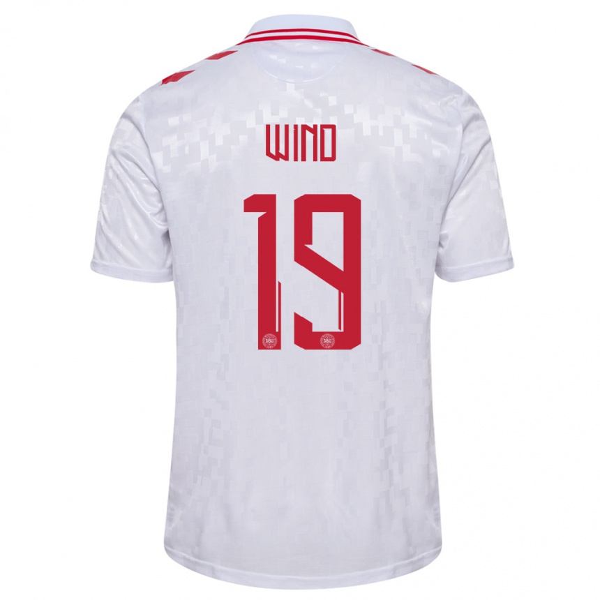 Kids Football Denmark Jonas Wind #19 White Away Jersey 24-26 T-Shirt Za