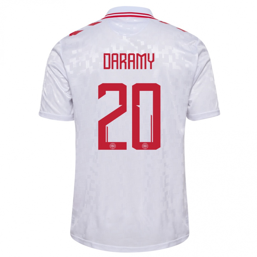 Kids Football Denmark Mohamed Daramy #20 White Away Jersey 24-26 T-Shirt Za