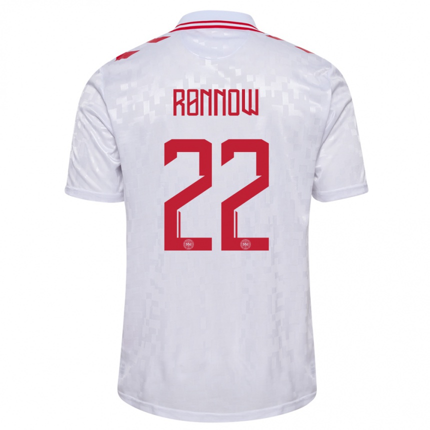 Kids Football Denmark Frederik Ronnow #22 White Away Jersey 24-26 T-Shirt Za