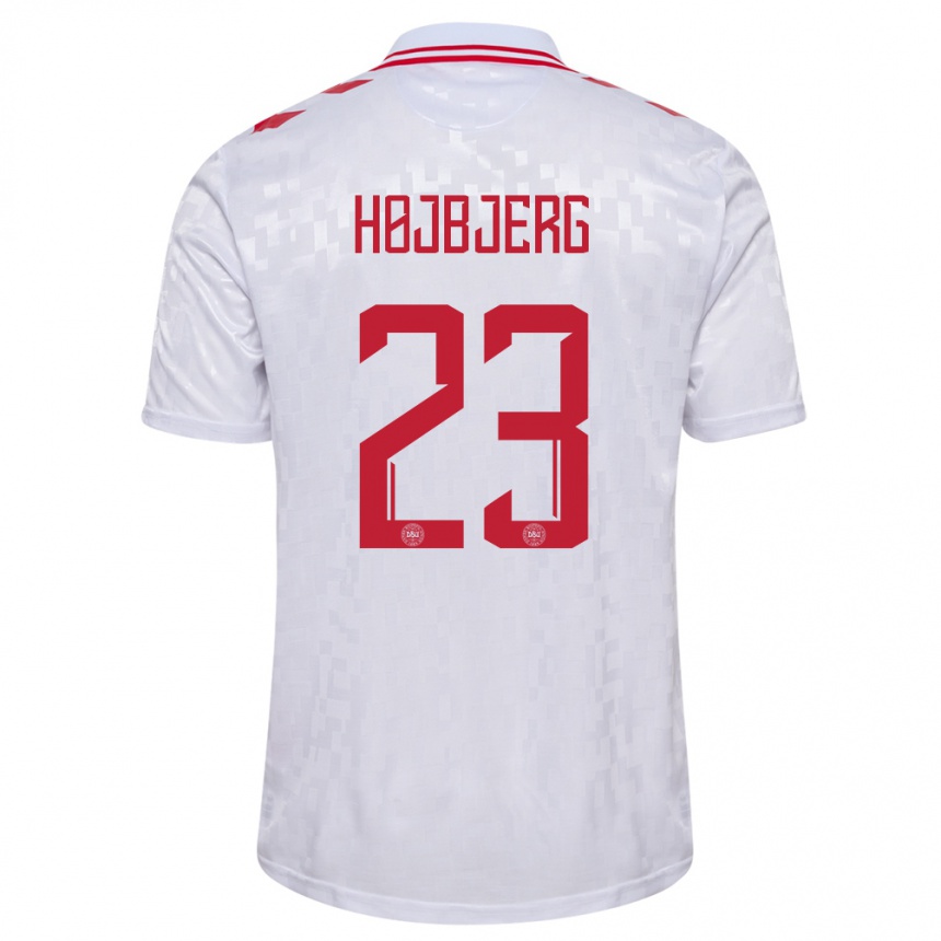 Kids Football Denmark Pierre Emile Hojbjerg #23 White Away Jersey 24-26 T-Shirt Za