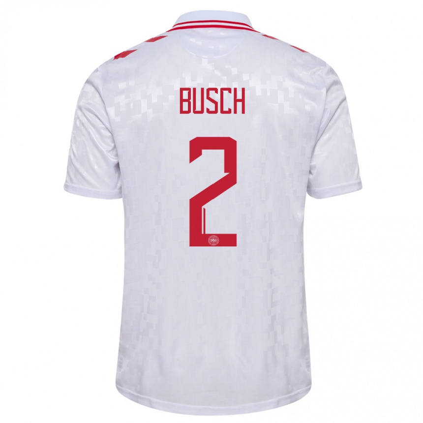 Kids Football Denmark Alexander Busch #2 White Away Jersey 24-26 T-Shirt Za