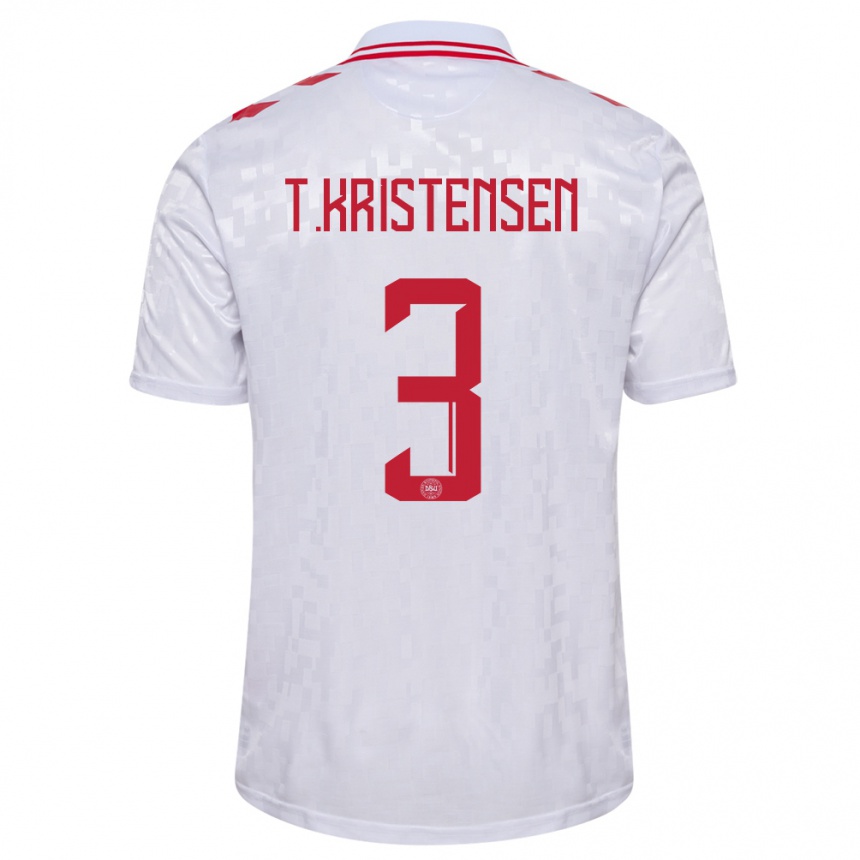 Kids Football Denmark Thomas Kristensen #3 White Away Jersey 24-26 T-Shirt Za