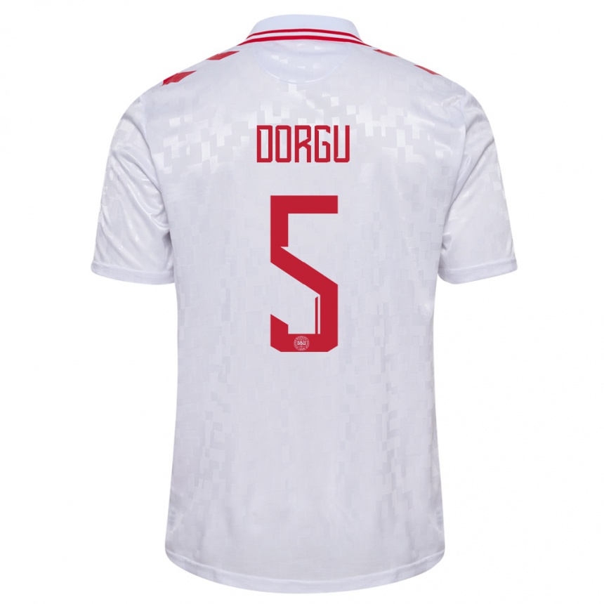 Kids Football Denmark Patrick Dorgu #5 White Away Jersey 24-26 T-Shirt Za