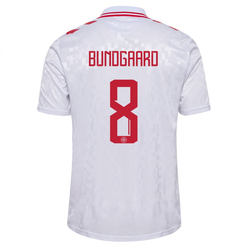 Kids Football Denmark Filip Bundgaard #8 White Away Jersey 24-26 T-Shirt Za