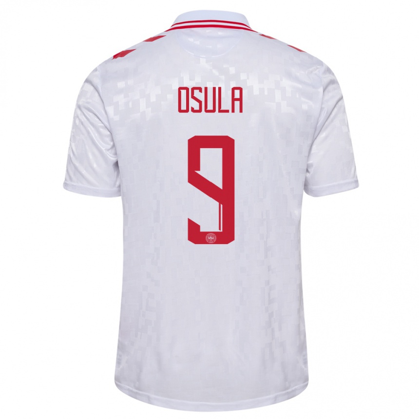 Kids Football Denmark William Osula #9 White Away Jersey 24-26 T-Shirt Za