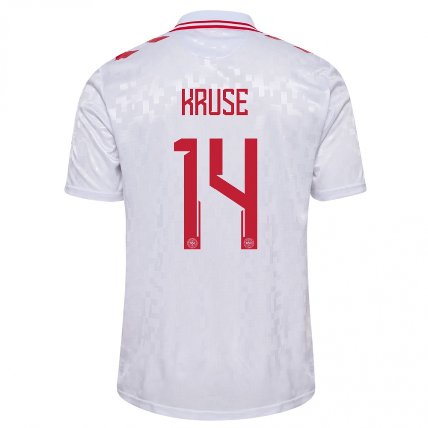 Kids Football Denmark David Kruse #14 White Away Jersey 24-26 T-Shirt Za