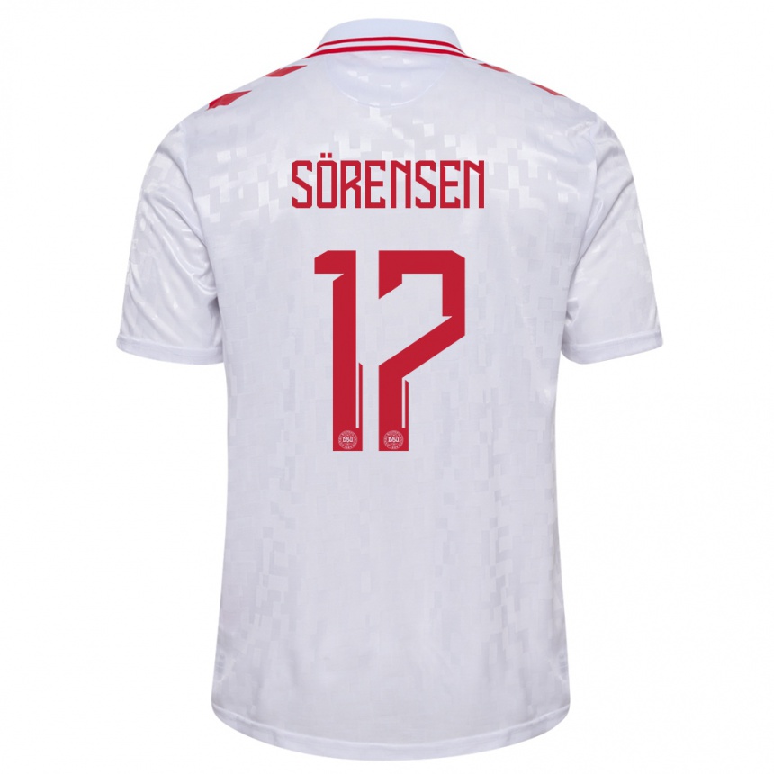 Kids Football Denmark Oliver Sörensen #17 White Away Jersey 24-26 T-Shirt Za