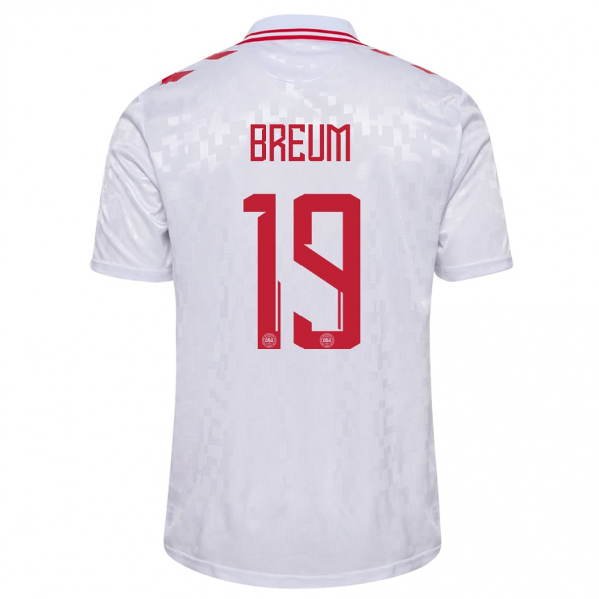 Kids Football Denmark Jakob Breum #19 White Away Jersey 24-26 T-Shirt Za