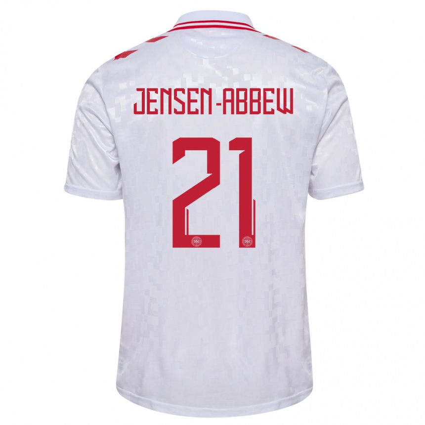 Kids Football Denmark Jonas Jensen-Abbew #21 White Away Jersey 24-26 T-Shirt Za