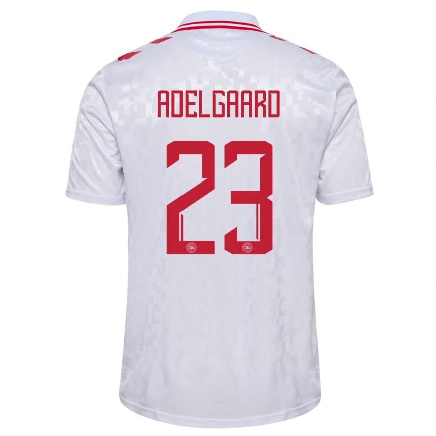 Kids Football Denmark Aske Adelgaard #23 White Away Jersey 24-26 T-Shirt Za