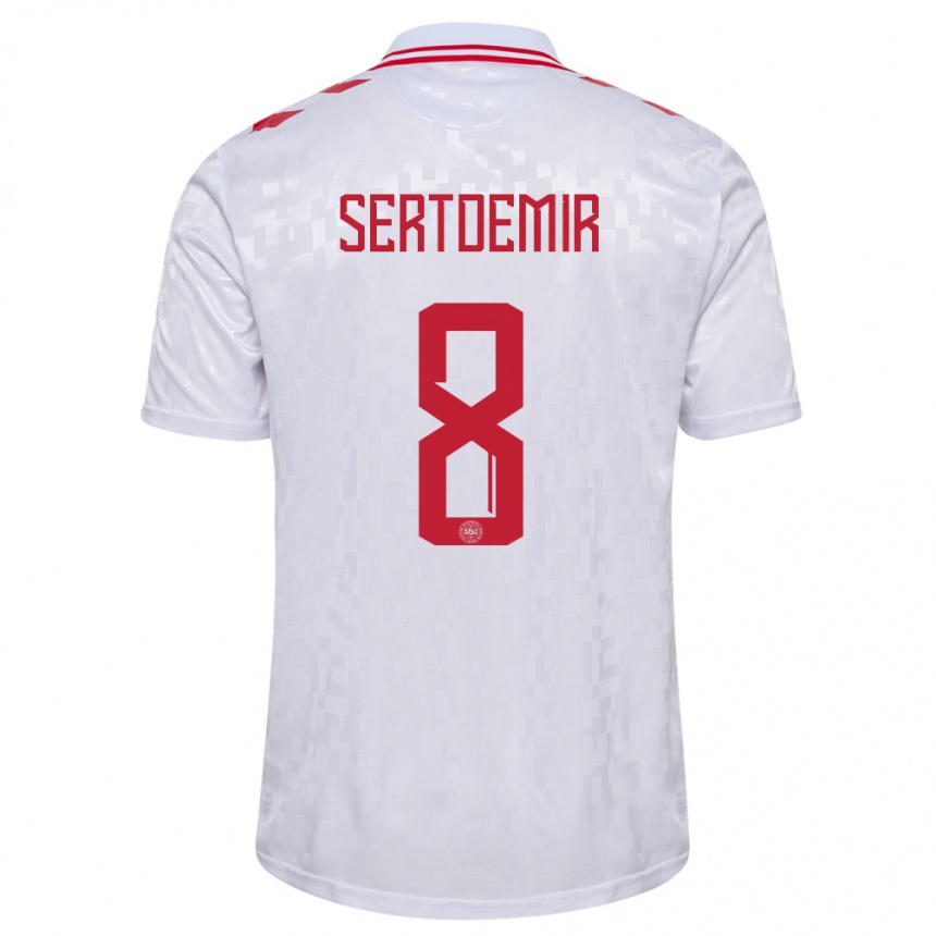 Kids Football Denmark Zidan Sertdemir #8 White Away Jersey 24-26 T-Shirt Za