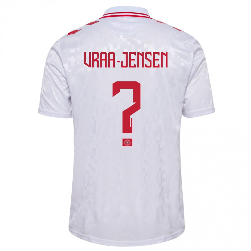 Kids Football Denmark Ludwig Vraa-Jensen #0 White Away Jersey 24-26 T-Shirt Za