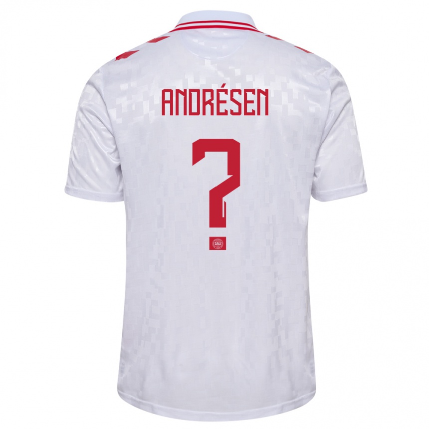 Kids Football Denmark Aske Andrésen #0 White Away Jersey 24-26 T-Shirt Za