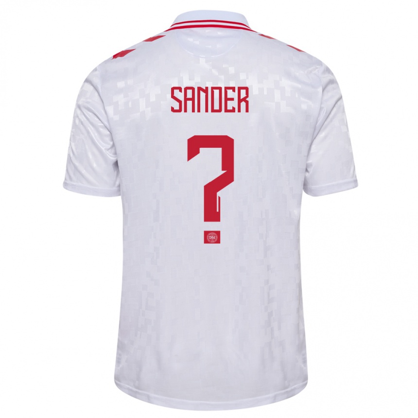 Kids Football Denmark Theo Sander #0 White Away Jersey 24-26 T-Shirt Za