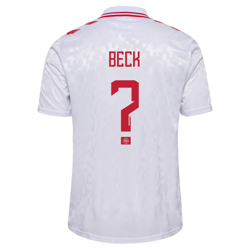 Kids Football Denmark Julius Beck #0 White Away Jersey 24-26 T-Shirt Za