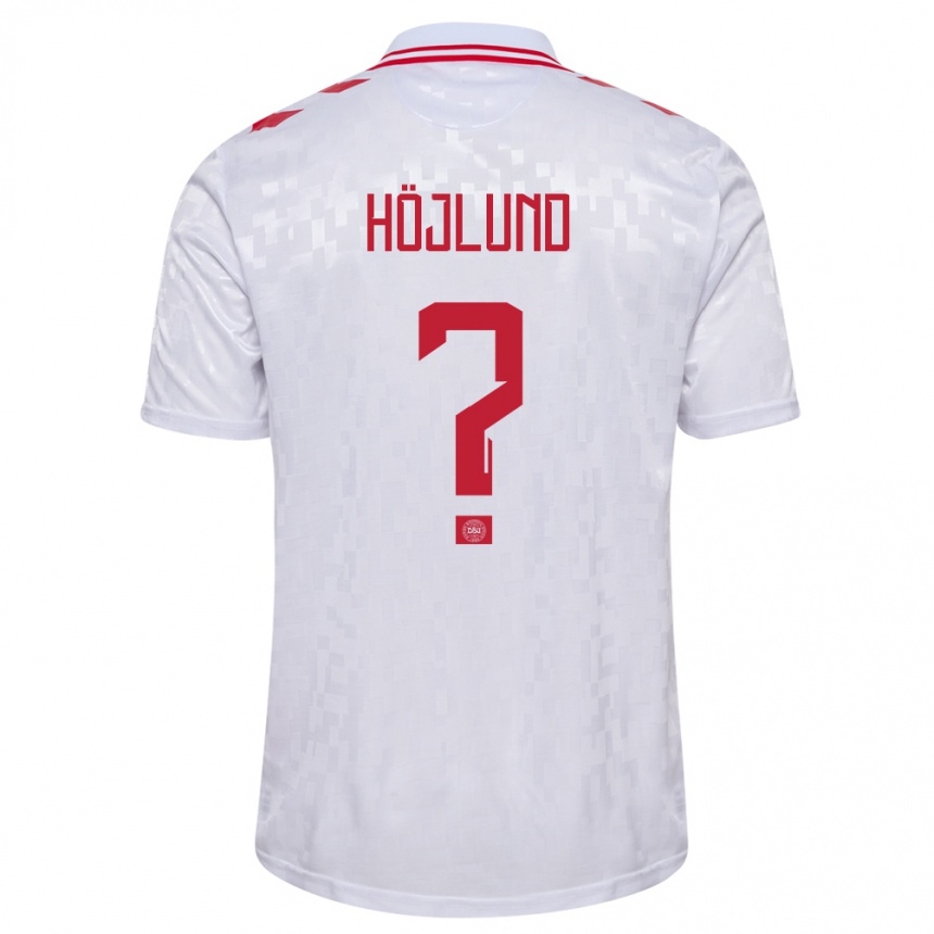 Kids Football Denmark Oscar Höjlund #0 White Away Jersey 24-26 T-Shirt Za