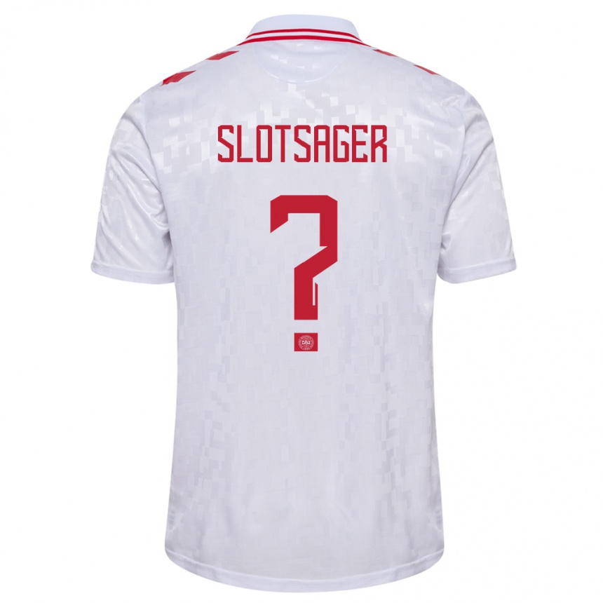 Kids Football Denmark Tobias Slotsager #0 White Away Jersey 24-26 T-Shirt Za