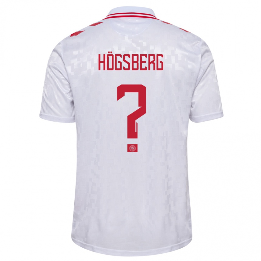 Kids Football Denmark Lucas Högsberg #0 White Away Jersey 24-26 T-Shirt Za