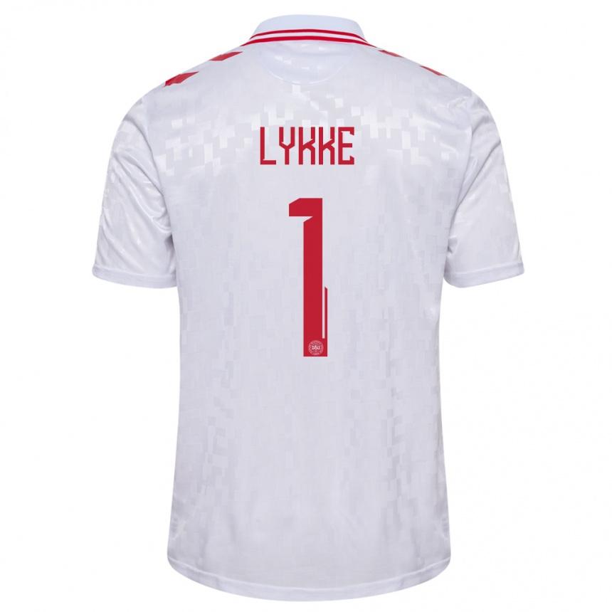 Kids Football Denmark William Lykke #1 White Away Jersey 24-26 T-Shirt Za