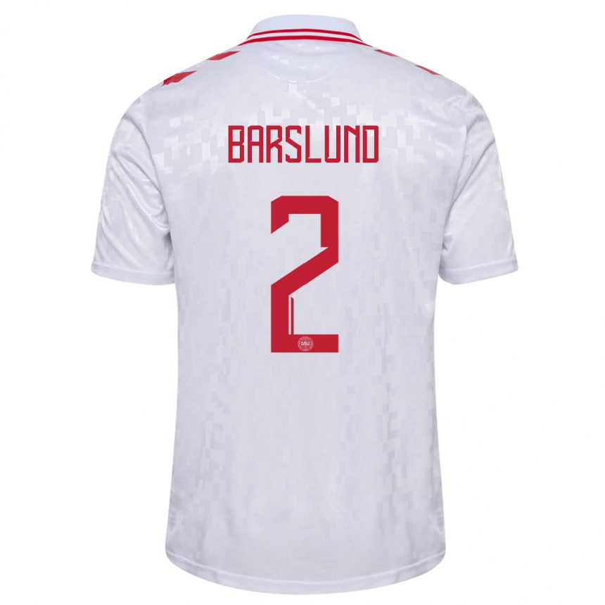 Kids Football Denmark Kaare Barslund #2 White Away Jersey 24-26 T-Shirt Za