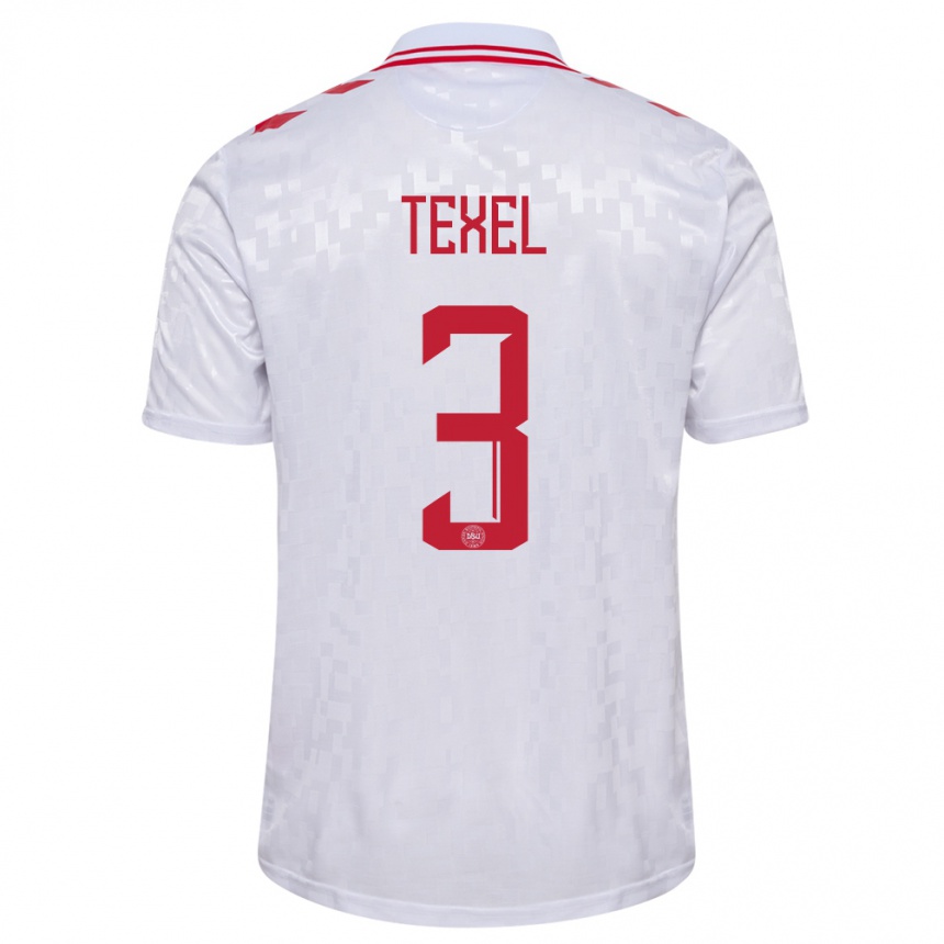 Kids Football Denmark Pontus Texel #3 White Away Jersey 24-26 T-Shirt Za