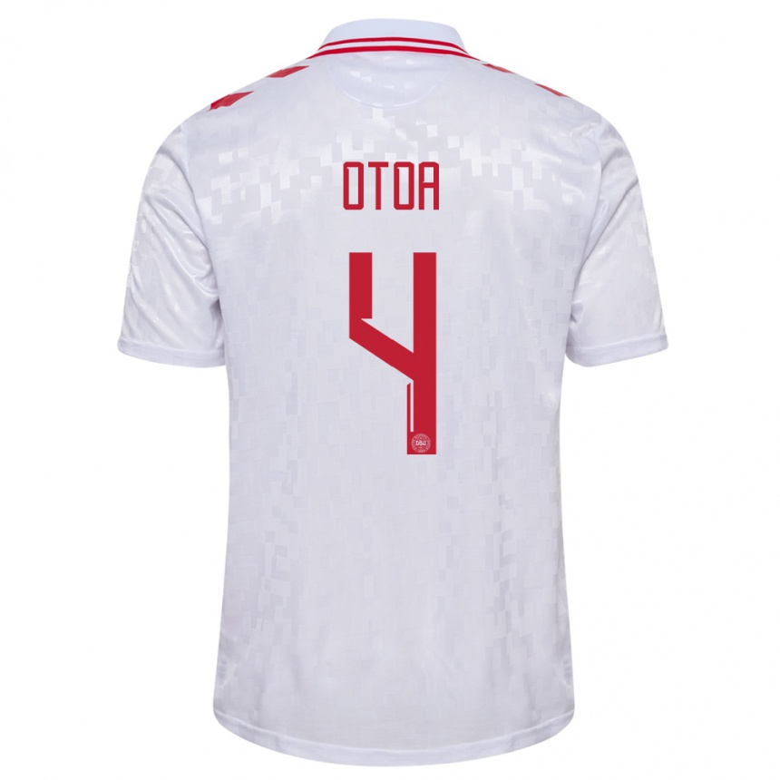 Kids Football Denmark Sebastian Otoa #4 White Away Jersey 24-26 T-Shirt Za