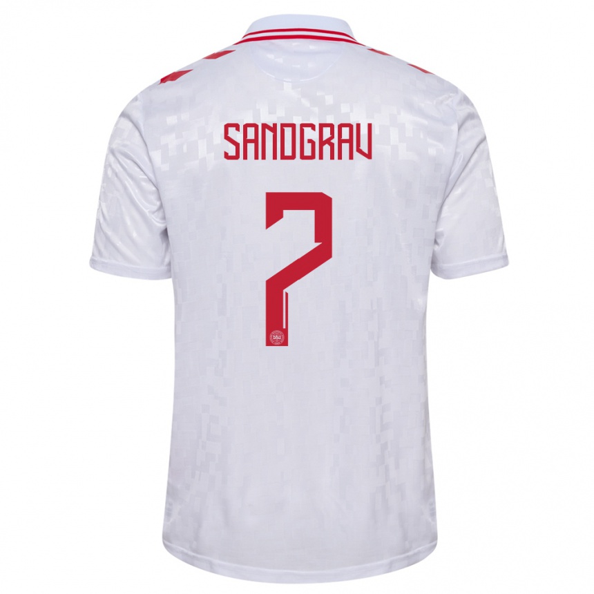 Kids Football Denmark Lauge Sandgrav #7 White Away Jersey 24-26 T-Shirt Za