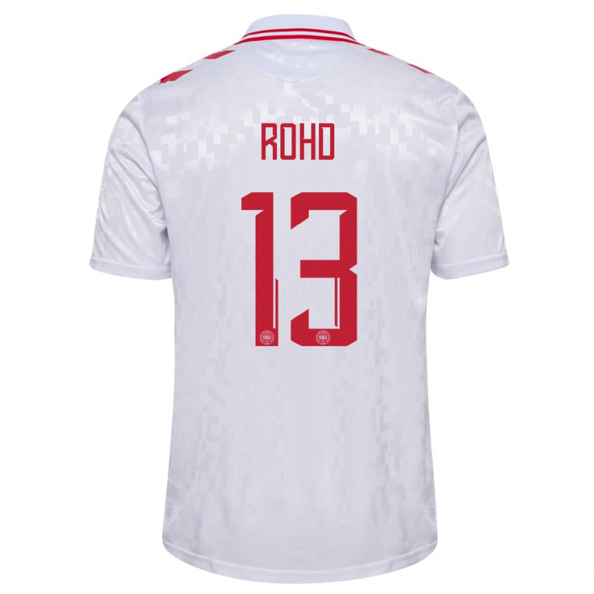 Kids Football Denmark Emil Rohd #13 White Away Jersey 24-26 T-Shirt Za