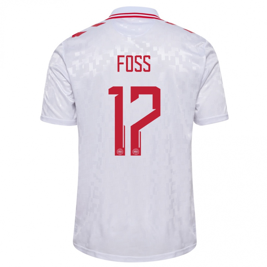 Kids Football Denmark Jonathan Foss #17 White Away Jersey 24-26 T-Shirt Za