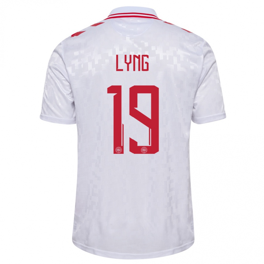 Kids Football Denmark Alexander Lyng #19 White Away Jersey 24-26 T-Shirt Za