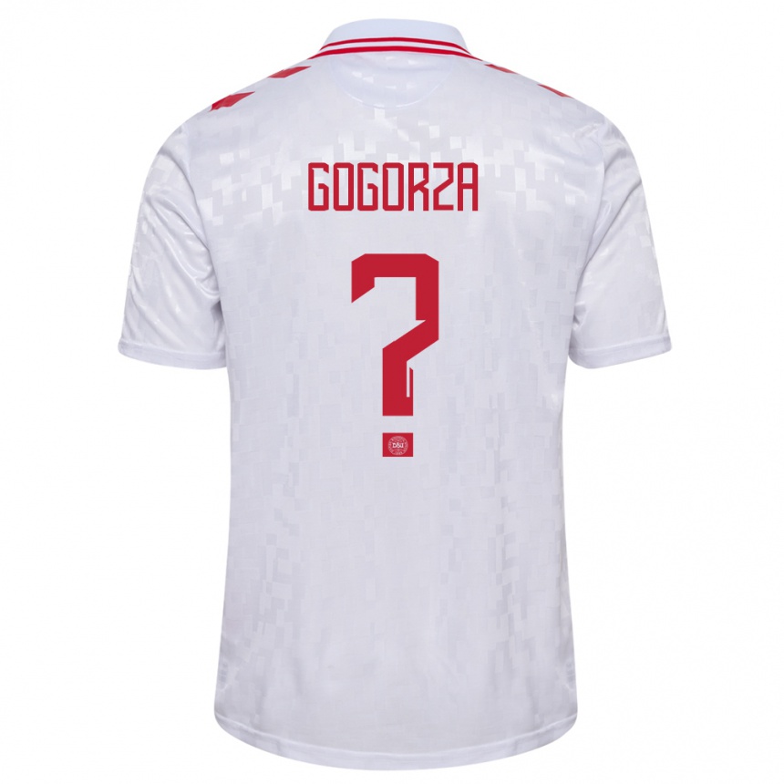 Kids Football Denmark Mikel Gogorza #0 White Away Jersey 24-26 T-Shirt Za