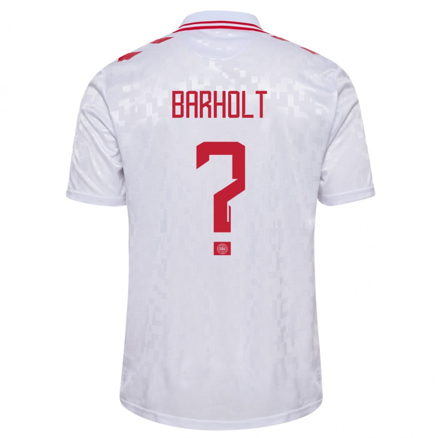 Kids Football Denmark Noah Barholt #0 White Away Jersey 24-26 T-Shirt Za