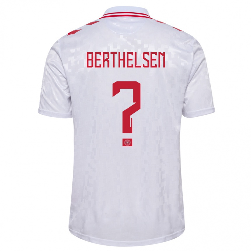 Kids Football Denmark Villum Berthelsen #0 White Away Jersey 24-26 T-Shirt Za