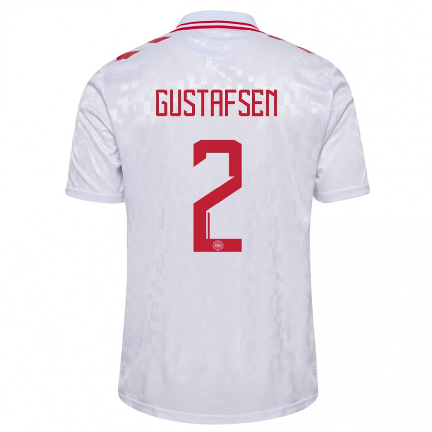 Kids Football Denmark Victor Gustafsen #2 White Away Jersey 24-26 T-Shirt Za