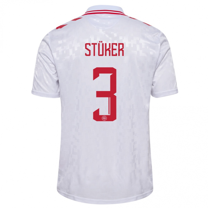 Kids Football Denmark Simon Stüker #3 White Away Jersey 24-26 T-Shirt Za