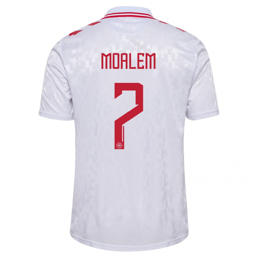 Kids Football Denmark Jonathan Moalem #7 White Away Jersey 24-26 T-Shirt Za