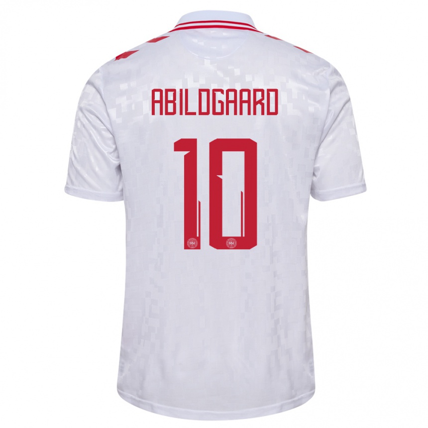 Kids Football Denmark Lasse Abildgaard #10 White Away Jersey 24-26 T-Shirt Za