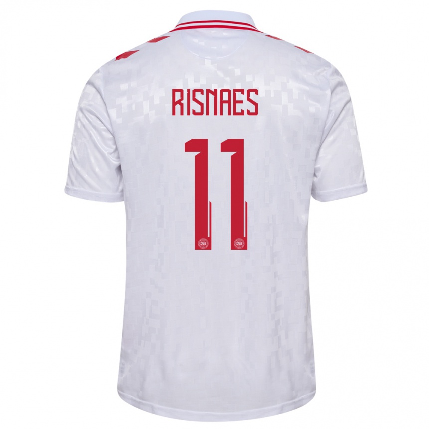 Kids Football Denmark Roberto Risnaes #11 White Away Jersey 24-26 T-Shirt Za